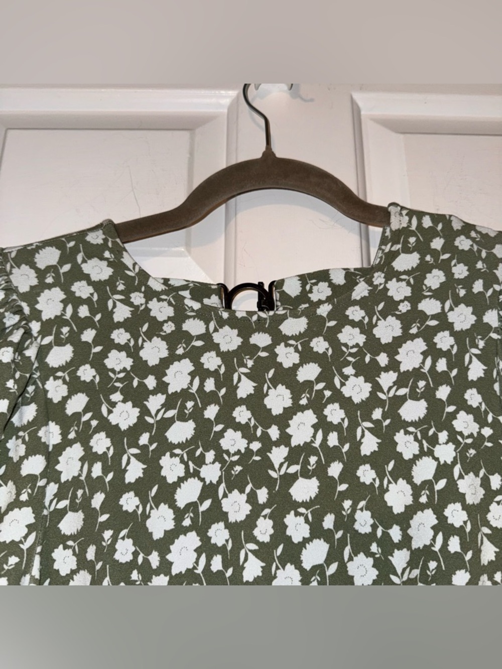 Free People Rosie Midi Dress Green white Floral Knit Open Back buckle S - Picture 6 of 16